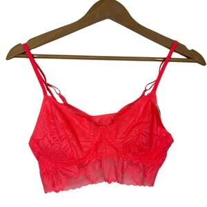 NWT Aerie Coral Orange Pink Lace Bralette Size: Small